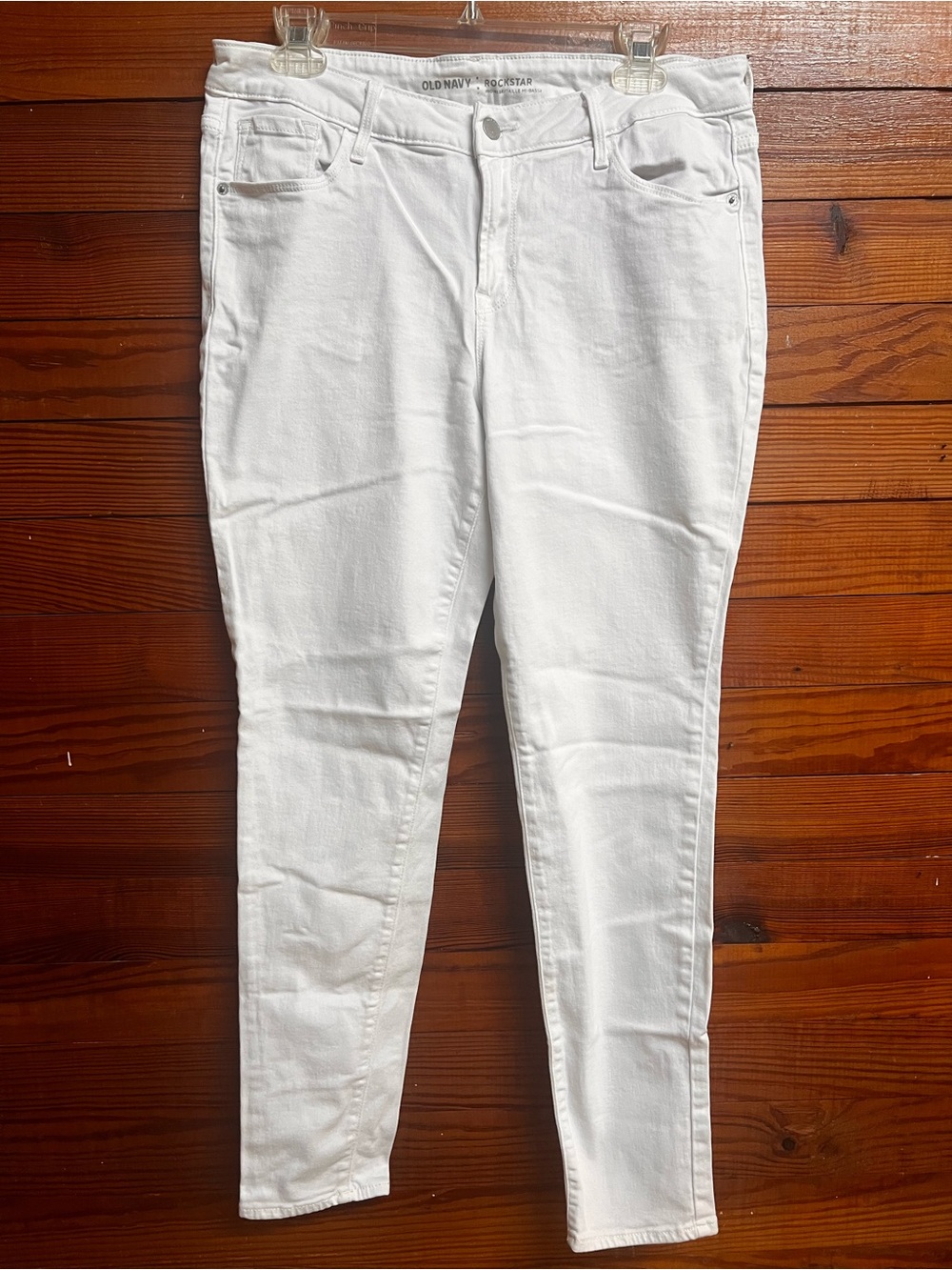 Old Navy Rockstar White Mid Rise Skinny Jeans Women’s 12 Regular Stretch